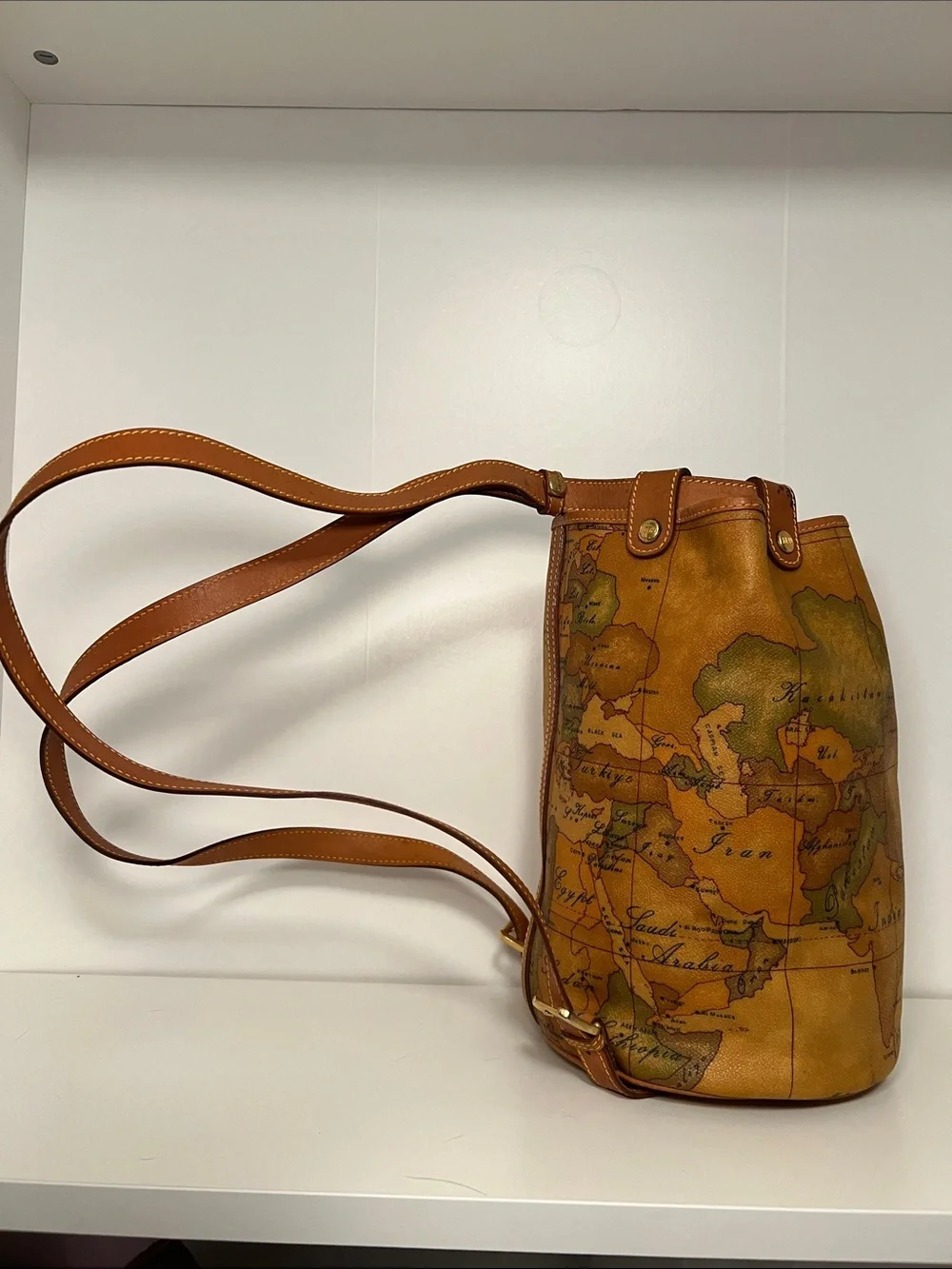 Alviero Martini Map-Print Bucket Backpack